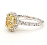 2CT Diamond Ring Natural Fancy Yellow GIA Certified Oval Cut 18k White Gold