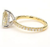 2.64CT Diamond Ring Petrol Color Natural Fancy Pear Cut 18K Yellow Gold GIA Cert