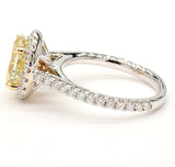 2CT Diamond Ring Natural Fancy Yellow GIA Certified Oval Cut 18k White Gold