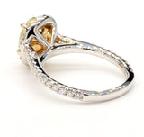 2CT Diamond Ring Natural Fancy Yellow GIA Certified Oval Cut 18k White Gold