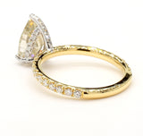 2.64CT Diamond Ring Petrol Color Natural Fancy Pear Cut 18K Yellow Gold GIA Cert