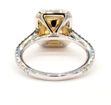 2CT Diamond Ring Fancy Emerald Cut Natural Yellow 18K White Gold GIA Certified