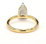 2.64CT Diamond Ring Petrol Color Natural Fancy Pear Cut 18K Yellow Gold GIA Cert