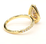 2CT Fancy Brown Diamond Ring Natural Pear Cut 18K Yellow Gold GIA Certified