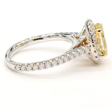 2CT Diamond Ring Natural Fancy Yellow GIA Certified Oval Cut 18k White Gold