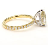 2.64CT Diamond Ring Petrol Color Natural Fancy Pear Cut 18K Yellow Gold GIA Cert