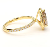 2CT Fancy Brown Diamond Ring Natural Pear Cut 18K Yellow Gold GIA Certified