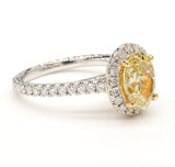 2CT Diamond Ring Natural Fancy Yellow GIA Certified Oval Cut 18k White Gold