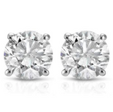 0.64 CTW Diamond Studs Earrings14k White Gold Push Back Natural Round Cut 4.4MM