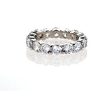 Stainless Steel Natural Round Cut Cubic Zirconia Ring Eternity Band 1.50 CTW