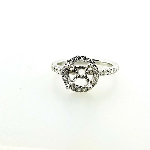 Diamond Ring Solitaire Engagement Halo Ring Setting 0.55 CTW 14k White Gold