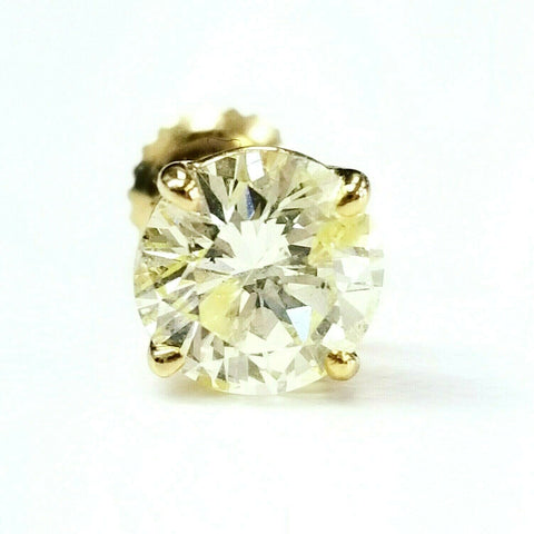 Diamond Stud Earring 1.50 CT 14k Yellow Gold Screw Back Natural Round Cut