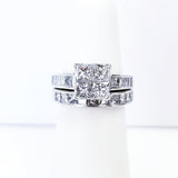 2.50 CT14K White Gold Natural Princess Cut Diamond Engagement Ring SET $6,000